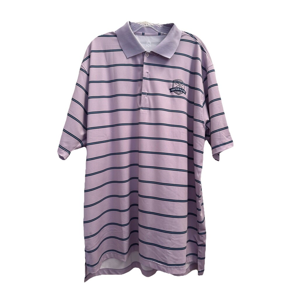 Turtleson Polo Shirt Mens XL Purple Blue Stripe Tour Performance Golf Stretch